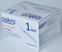 1 мл трехкомпонентный шприц Pakro инсулиновый U100 , с иглой 0,3х13, 100 шт купить в Махачкале
